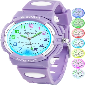 Juboos Neue 7-Farbige Kinderuhren, Kinderuhr Jungen Mädchen Analog Quartz Uhr mit Armbanduhr Kautschuk Wasserdicht Outdoor Sports Uhren