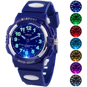 Juboos Neue 7-Farbige Kinderuhren, Kinderuhr Jungen Mädchen Analog Quartz Uhr mit Armbanduhr Kautschuk Wasserdicht Outdoor Sports Uhren